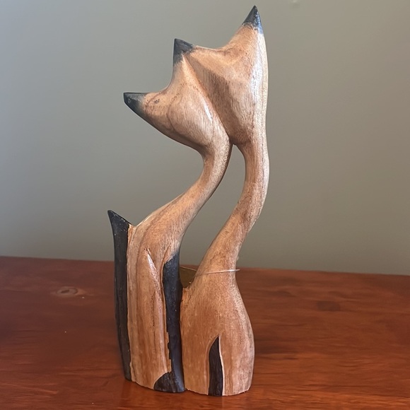 Handmade Siamese Cat Decor Wood Painted made in Bali 8 inch car lady gift - Picture 3 of 4